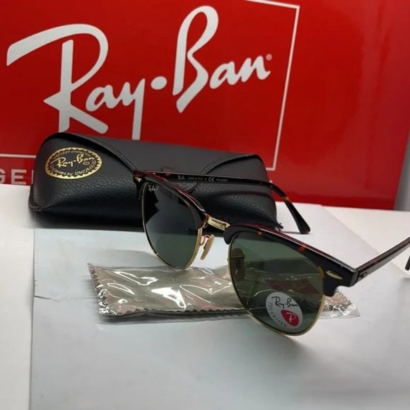 BNWT Ray ban Club master Polarized 3016 Tortoise/Gold sunglass - Picture 6 of 7